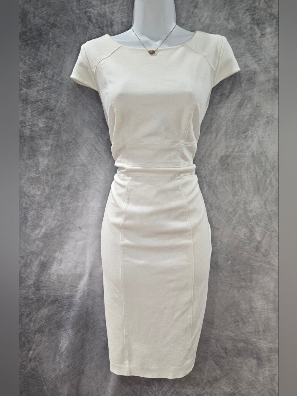 White House Black Market Cream Midi Sheath Dress